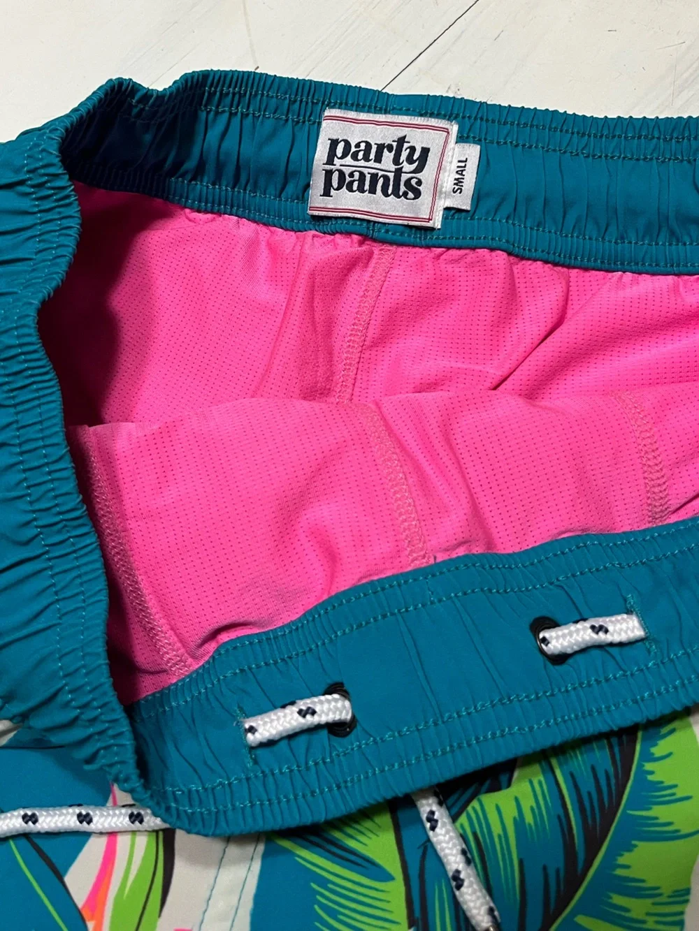 Party Pants Men’s Tropical Palm Leaf Swim Trunks Sz S Cruise Resort Beach